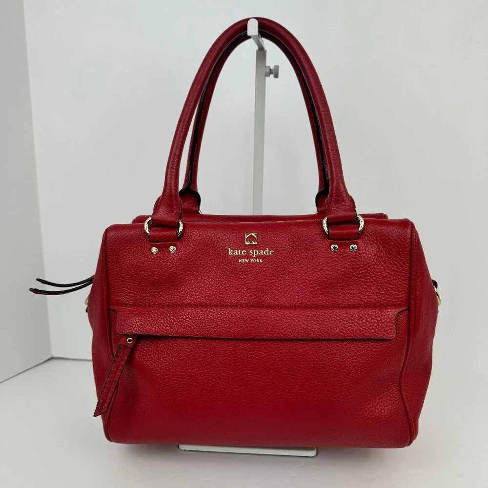 Kate Spade Red Pebbled Leather Satchel Handbag